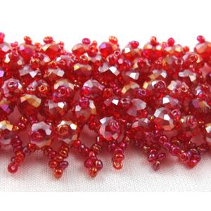 Chinese Crystal glass Bracelet, seed glass bead, ruby
