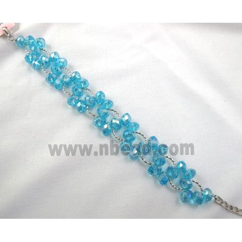 Chinese Crystal glass Bracelet, aqua