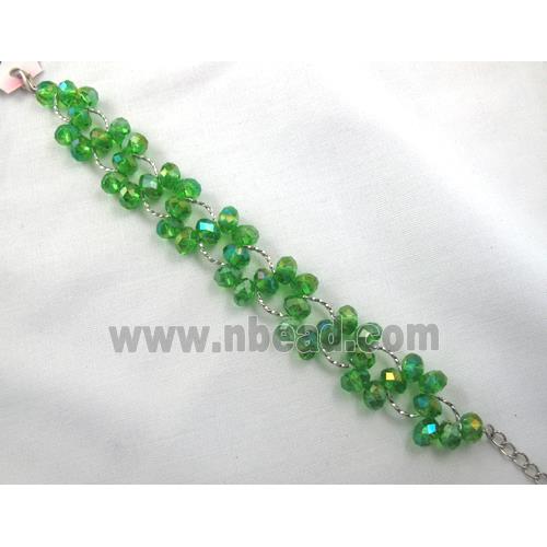 Chinese Crystal glass Bracelet, green AB-color