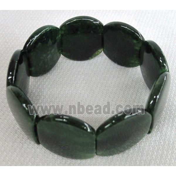 agate bracelet, stretchy, dark green