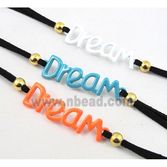 handmade bracelet with suede, enamel alloy bead
