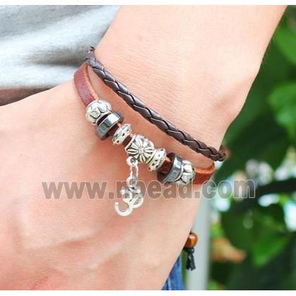 handmade bracelet with leather, alloy bead