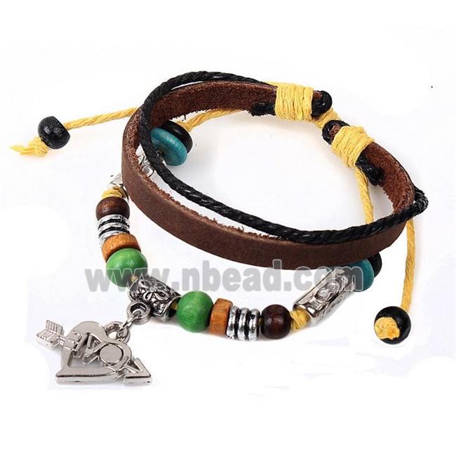 handmade bracelet with leather, alloy bead