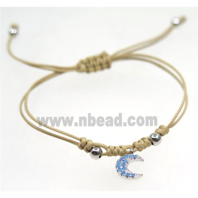handmade bracelet with Moon pave zircon, nylon wire