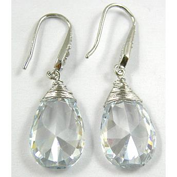 Clean CZ Diamond Drop Earrings, Ni-Free