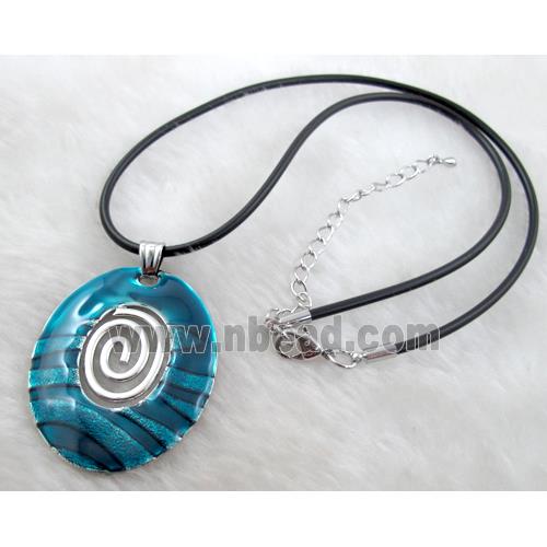 Enamel Necklace, alloy, rubber cord