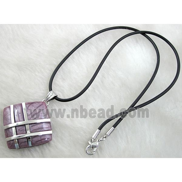 Acrylic Necklace, alloy, rubber cord