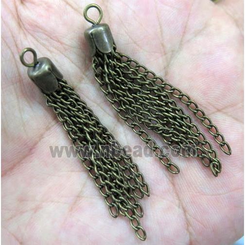 handmade tassel pendant with bronze iron chain