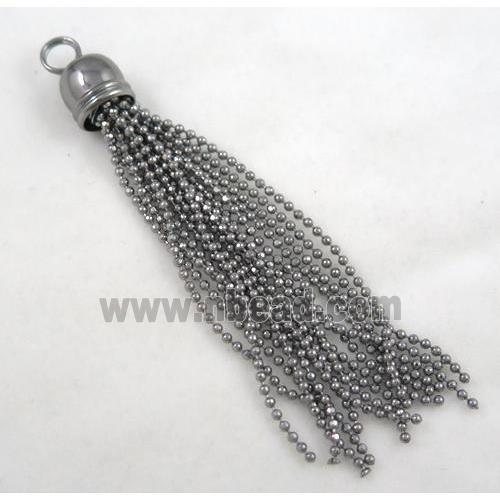 handmade tassel pendant, copper chain black