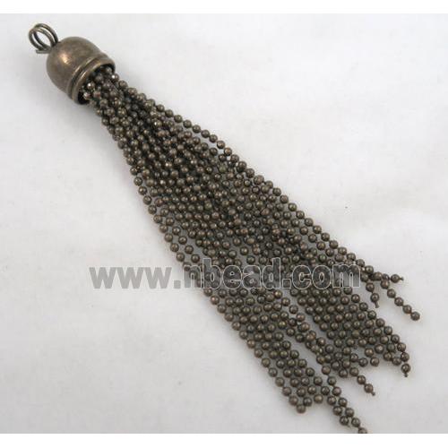 handmade tassel pendant, copper chain, bronze