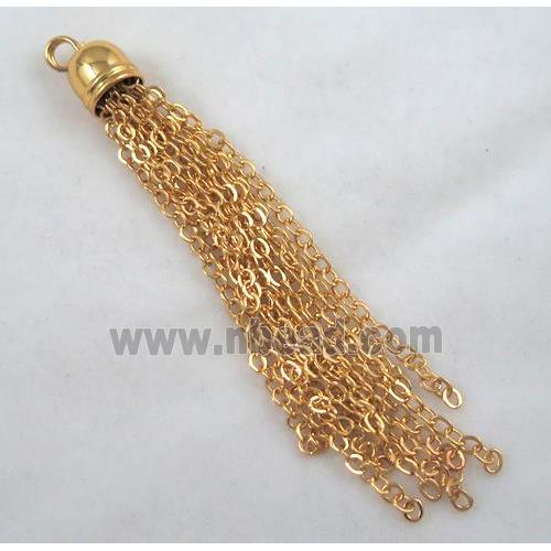 handmade tassel pendant, copper chain, gold plated