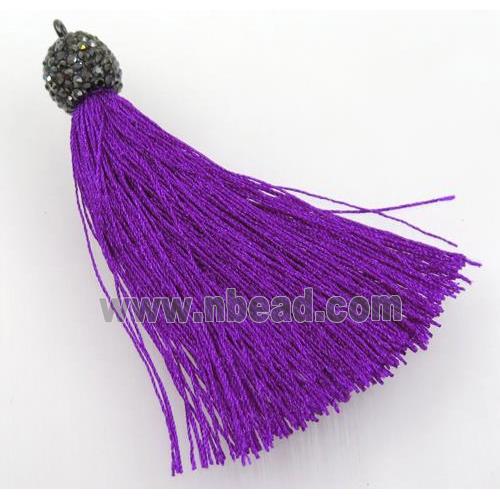 purple nylon tassel pave rhinestone