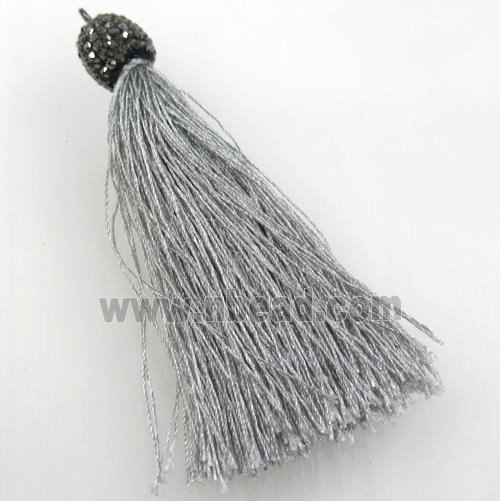gray nylon wire tassel pave rhinestone
