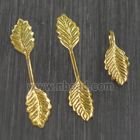 leaf Brass charm, gold plated