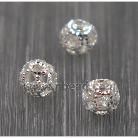 round Brass ball bead, silver plated