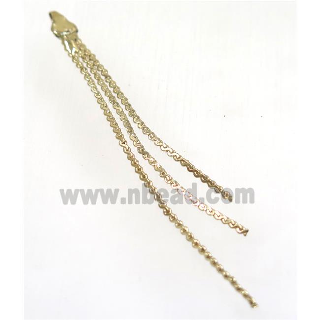 copper tassel pendant with chain, gold plated