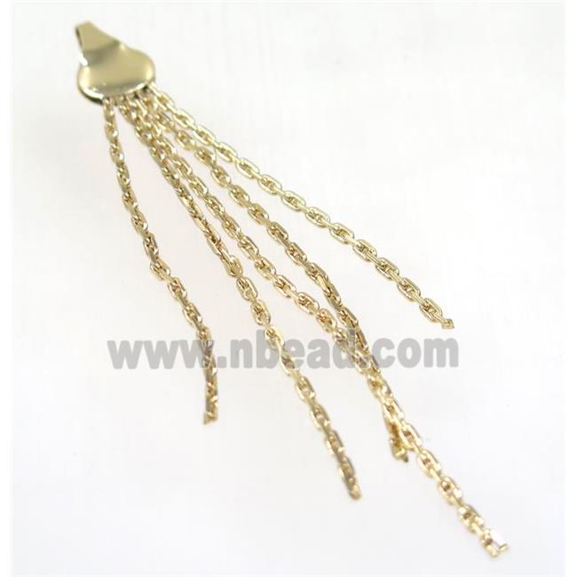 copper tassel pendant with chain, gold plated