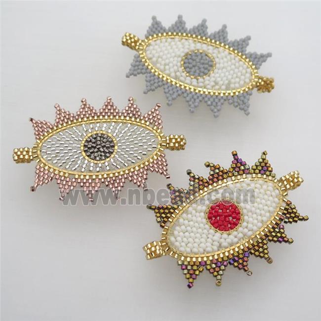 Handcraft eye connector with seed glass beads, mix color