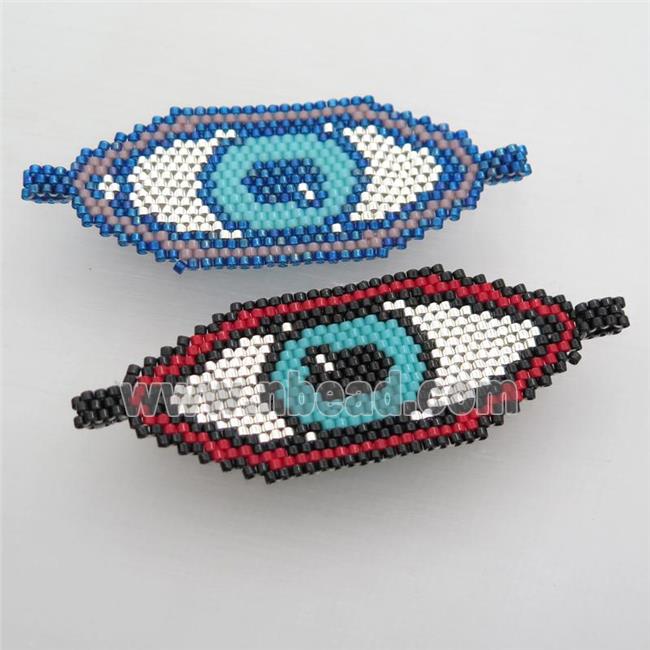Handcraft eye connector with seed glass beads, mix color