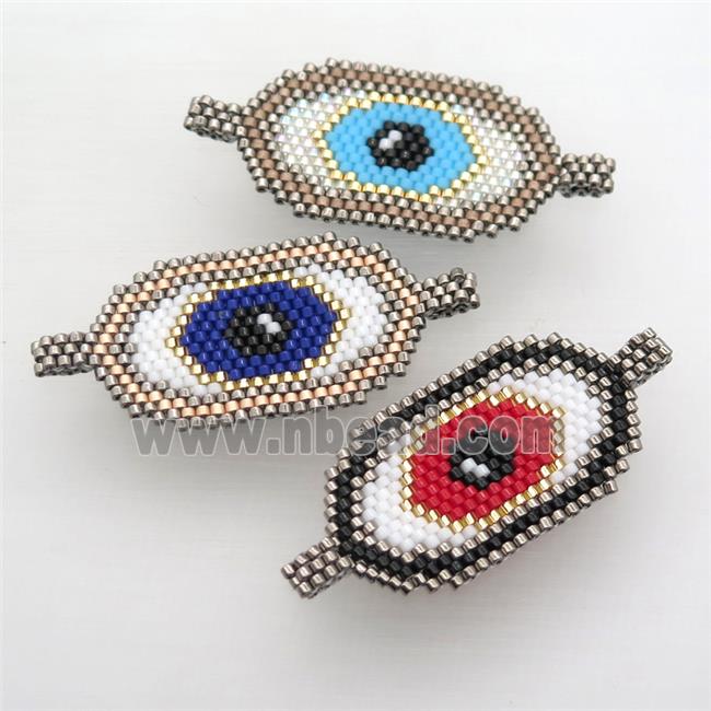 Handcraft eye connector with seed glass beads, mixc olor