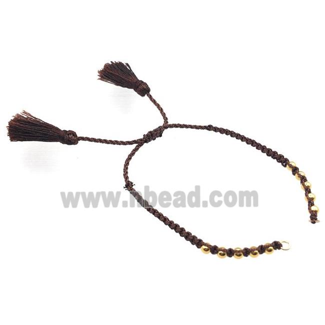 coffee nylon wire bracelet chain with tassel, abjustable