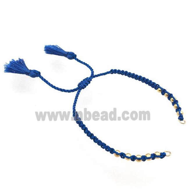 blue nylon wire bracelet chain with tassel, abjustable