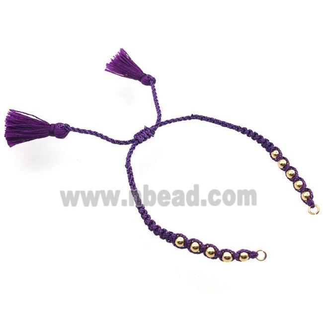purple nylon wire bracelet chain with tassel