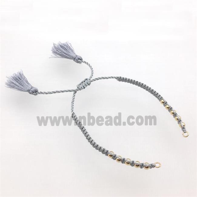gray nylon wire bracelet chain with tassel