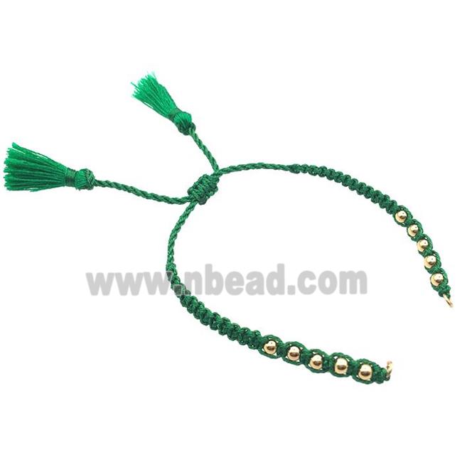 green nylon wire bracelet chain with tassel