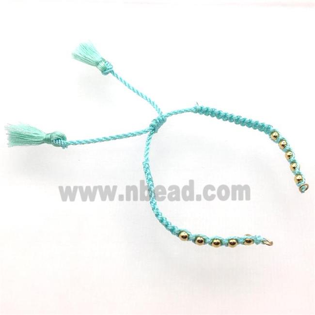 aqua nylon wire bracelet chain with tassel