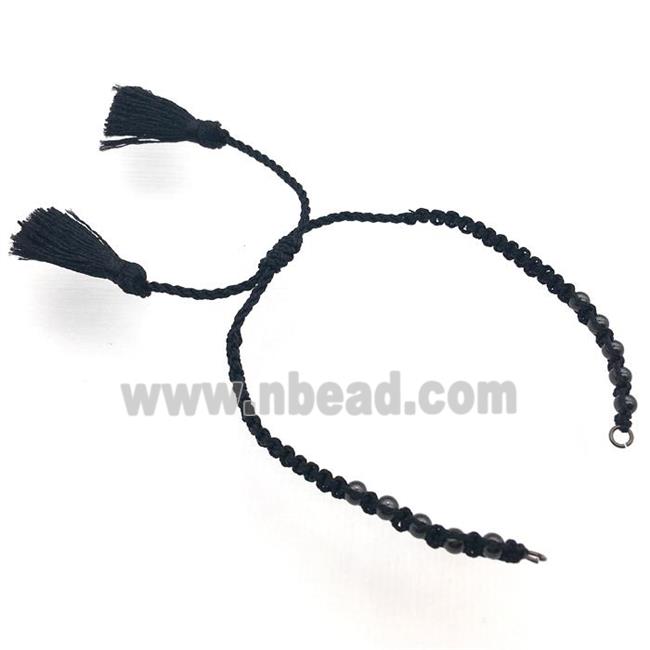 black nylon wire bracelet chain with tassel