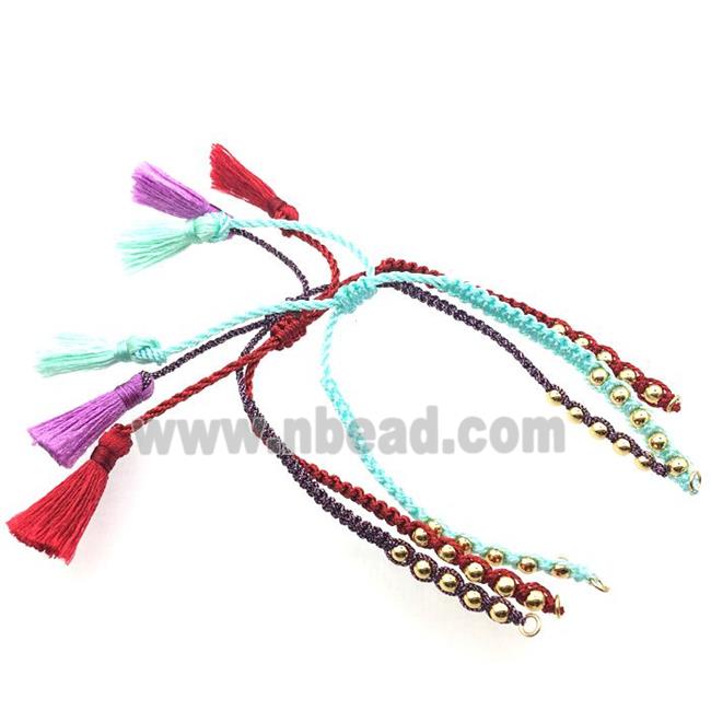 nylon wire bracelet chain with tassel, mixed color