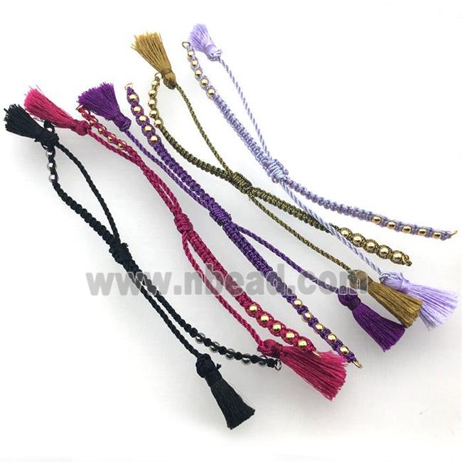 nylon wire bracelet chain with tassel, mixed color