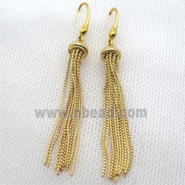 copper Earrings with tassel, gold plated