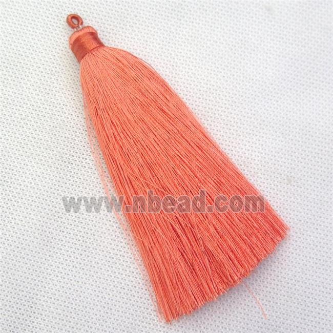 orange nylon wire tassel pendants, silken, A grade