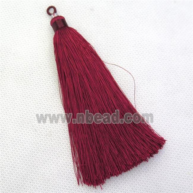 deepred nylon wire tassel pendants, silken, A grade