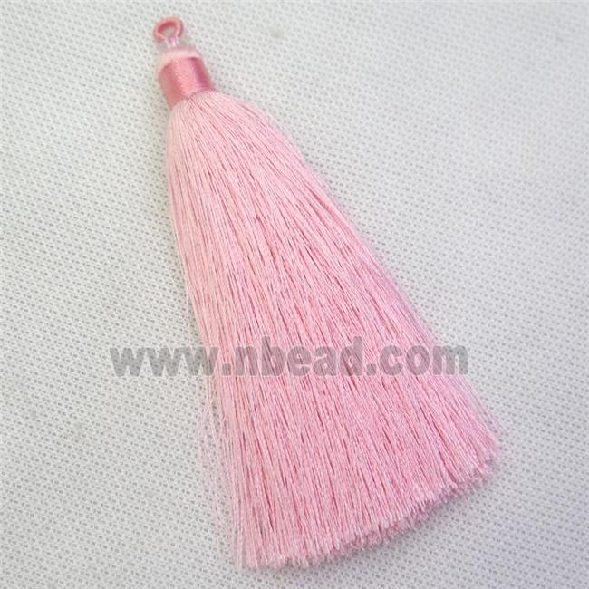 pink nylon wire tassel pendants, silken, A grade