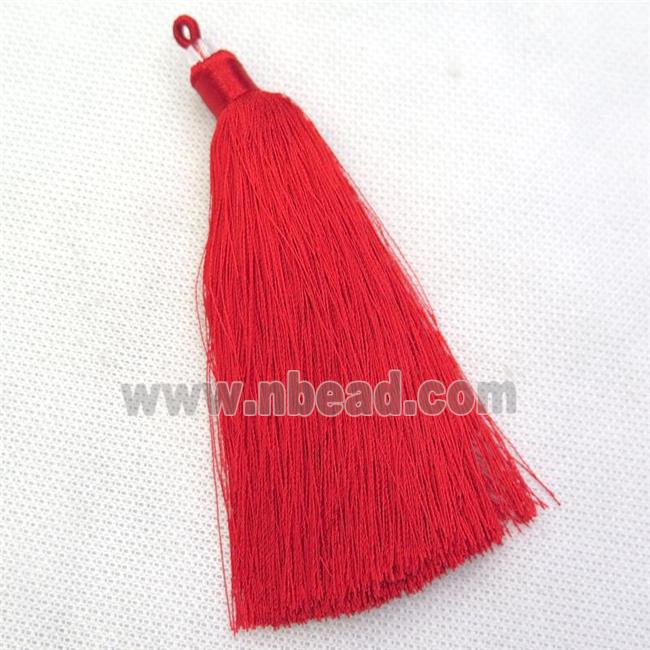 red nylon wire tassel pendants, silken, A grade