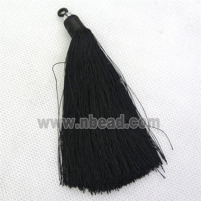 black nylon wire tassel pendants, silken, A grade