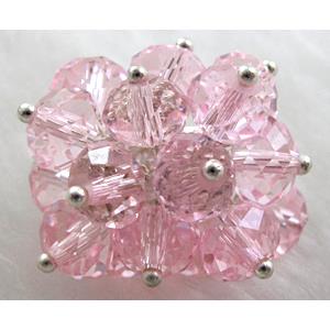 handcraft Crystal glass ring, pink