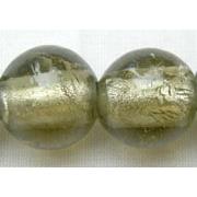 Lampwork Glass Beads with silver foil, round