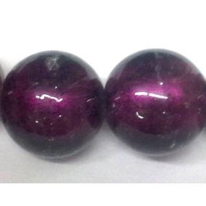 Sterling Silver Foil Round glass bead, dark purple