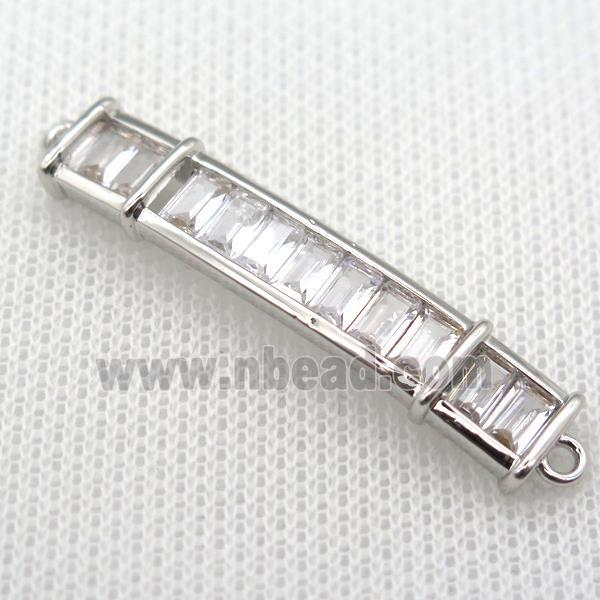 copper stick connector paved zircon, platinum plated