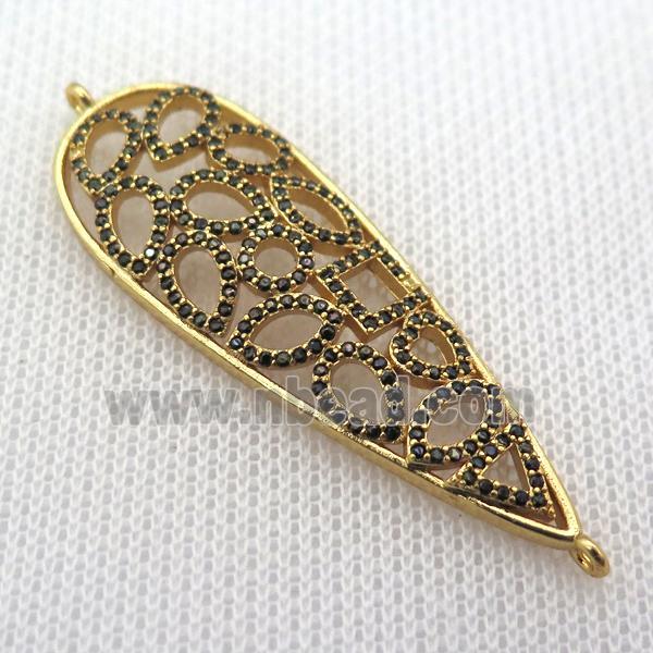 copper leaf connector paved zircon, gold plated