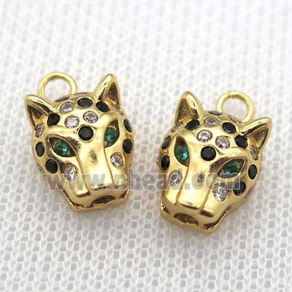 copper pantherhead paved zircon, gold plated
