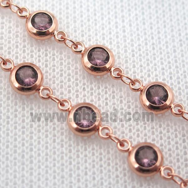 purple Zircon Chain, copper, rose gold