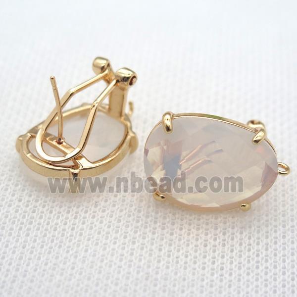 copper clip Earrings with crystal glass, gold plated