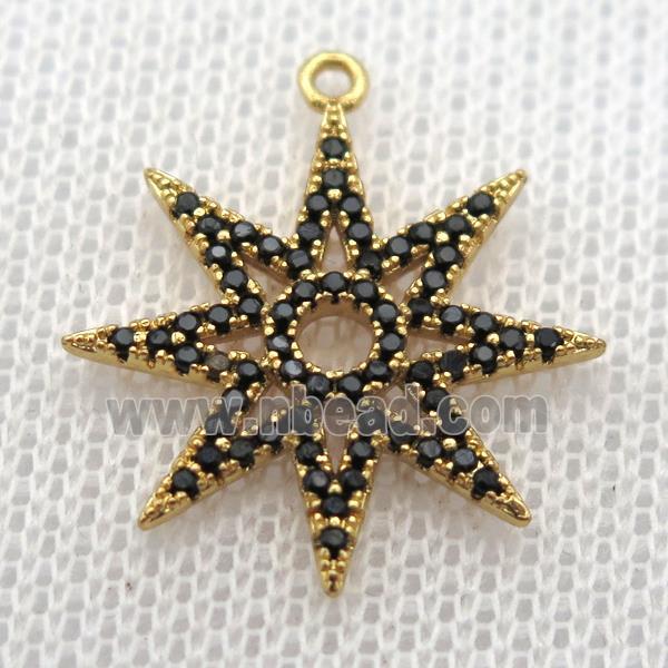 copper star pendant paved zircon, gold plated