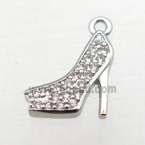 copper pendant pave zircon, high-heel shoes, platinum plated