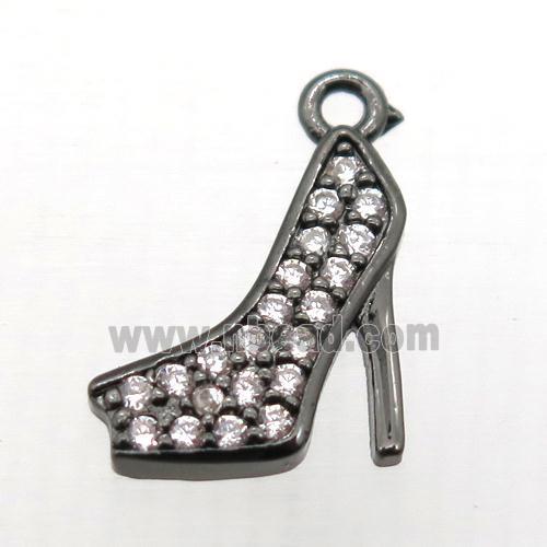 copper pendant pave zircon, high-heel shoes, black plated